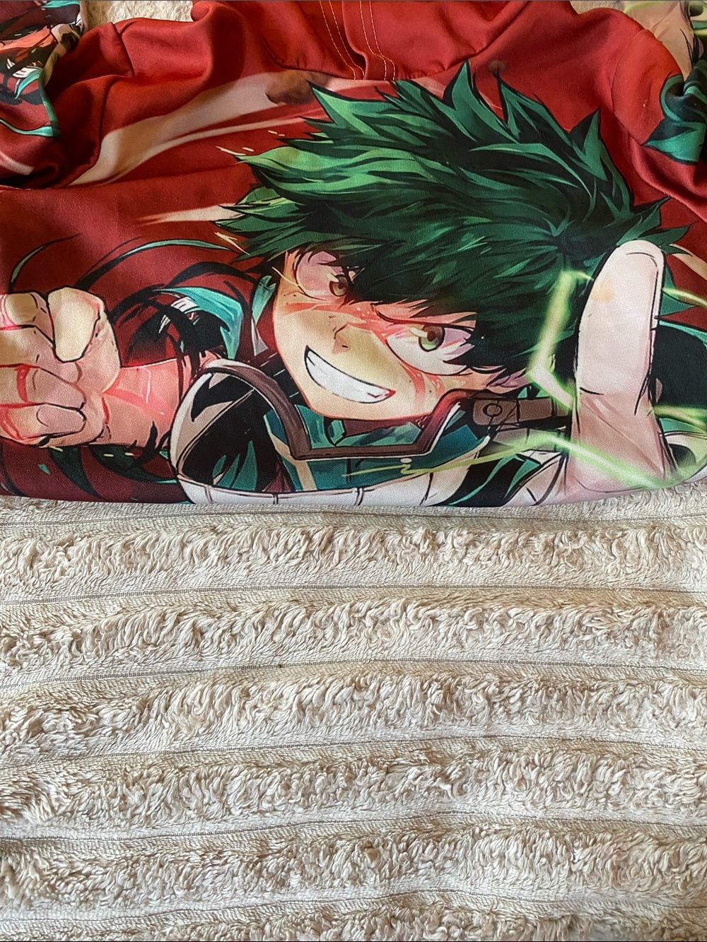 Anime Graphic Hoodie with Green Character Print